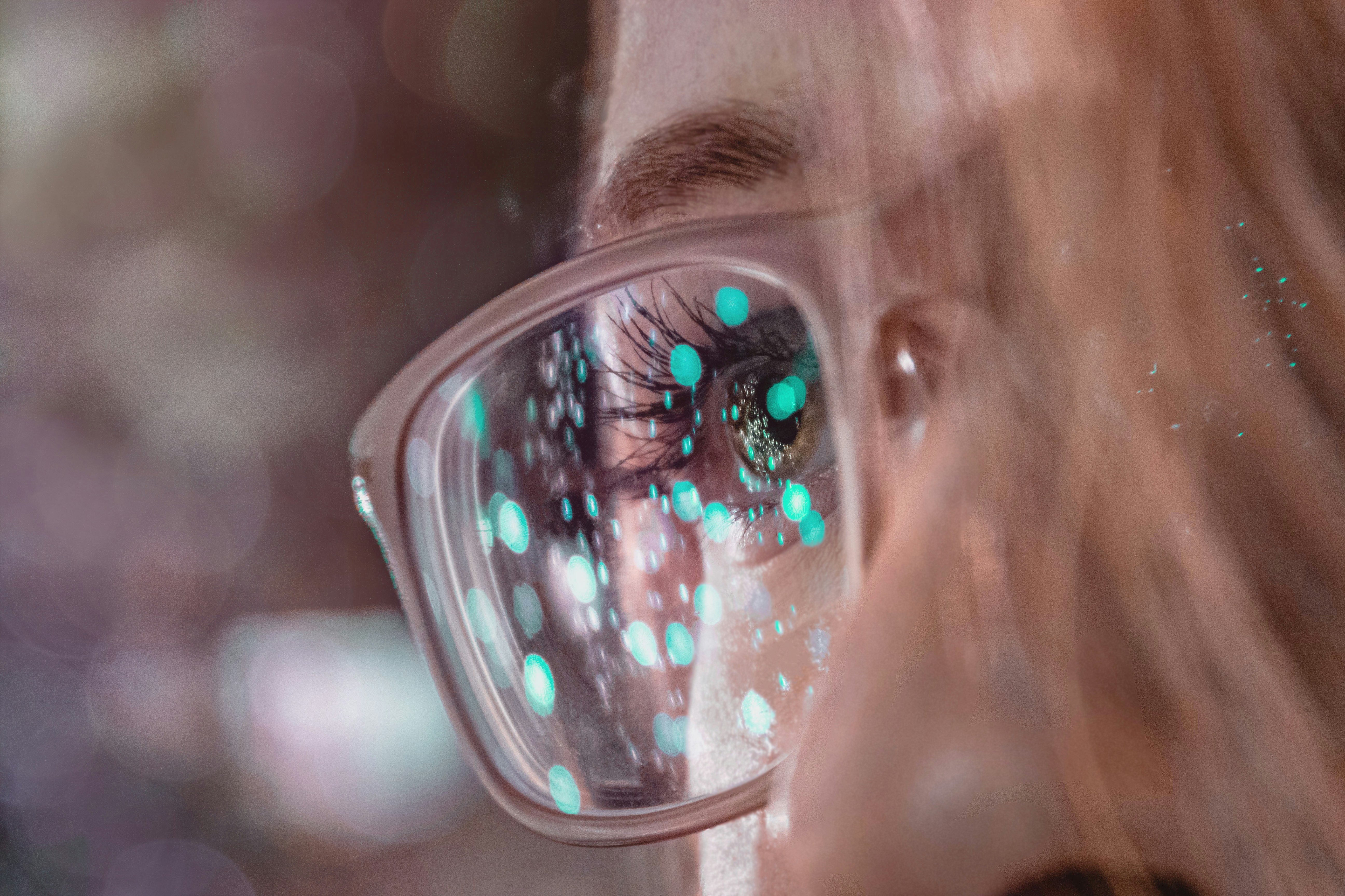 Close-up of blue light filtering glasses