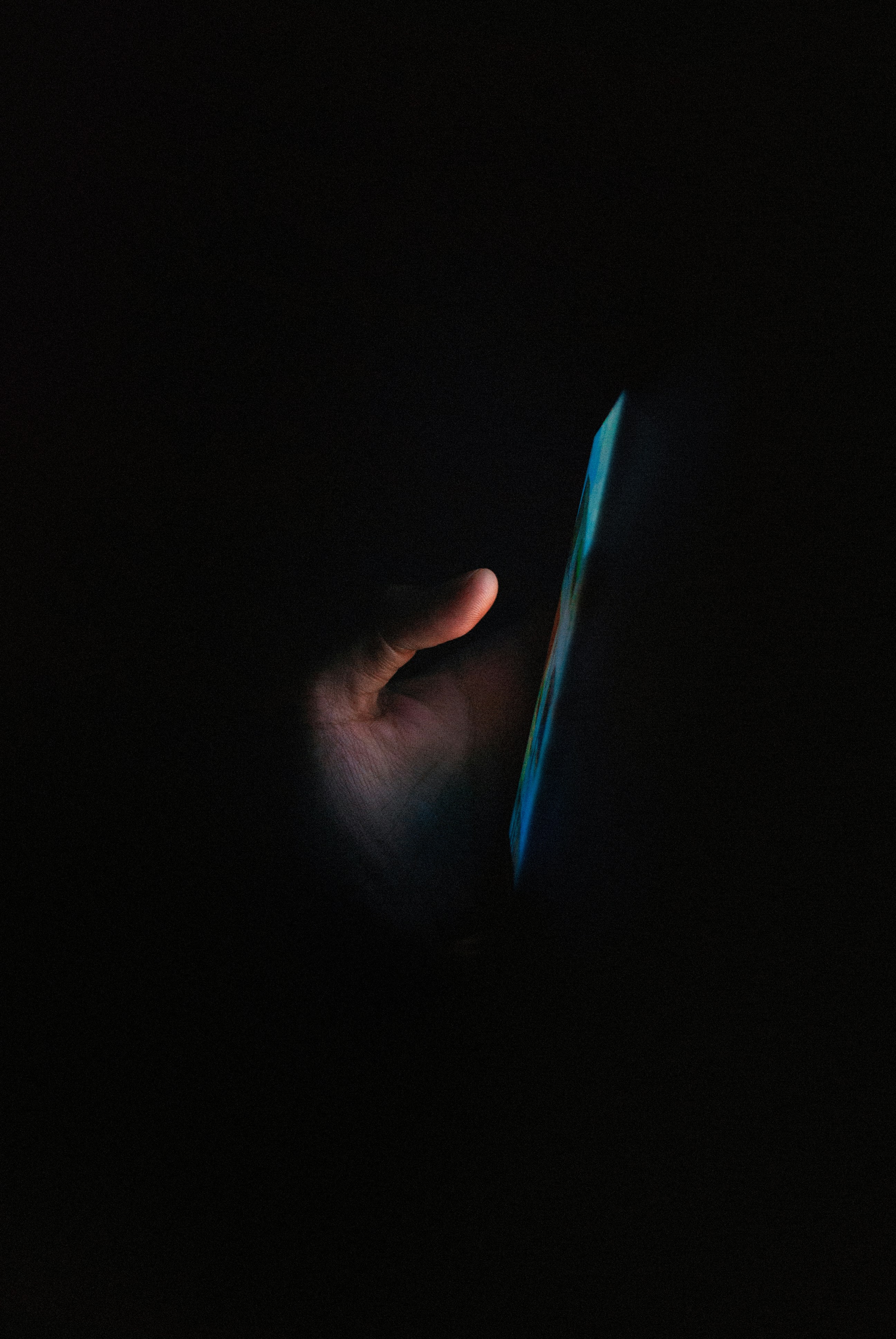 Blue light emitting from a digital device in a dark environment