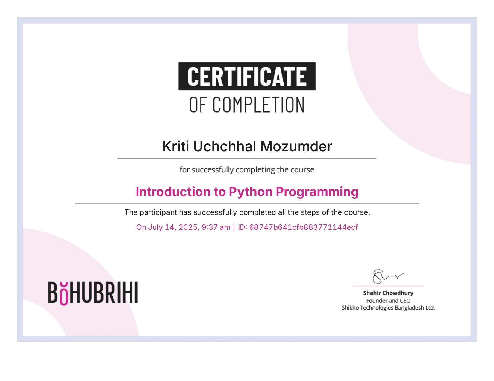 Python Programming Certificate