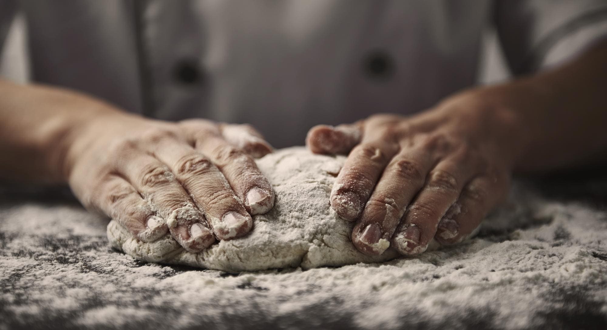 Boulanger pétrissant la pâte
