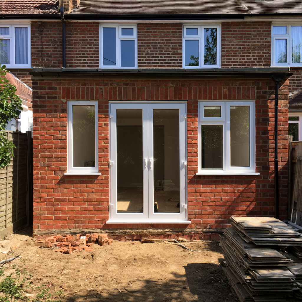 Brick single-storey rear extension in Borehamwood