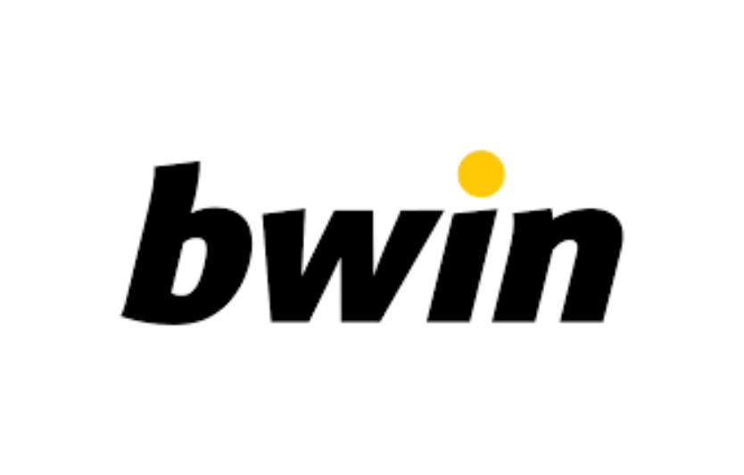 Logotipo oficial de Bwin con tipografía naranja y fondo oscuro, operador europeo reconocido