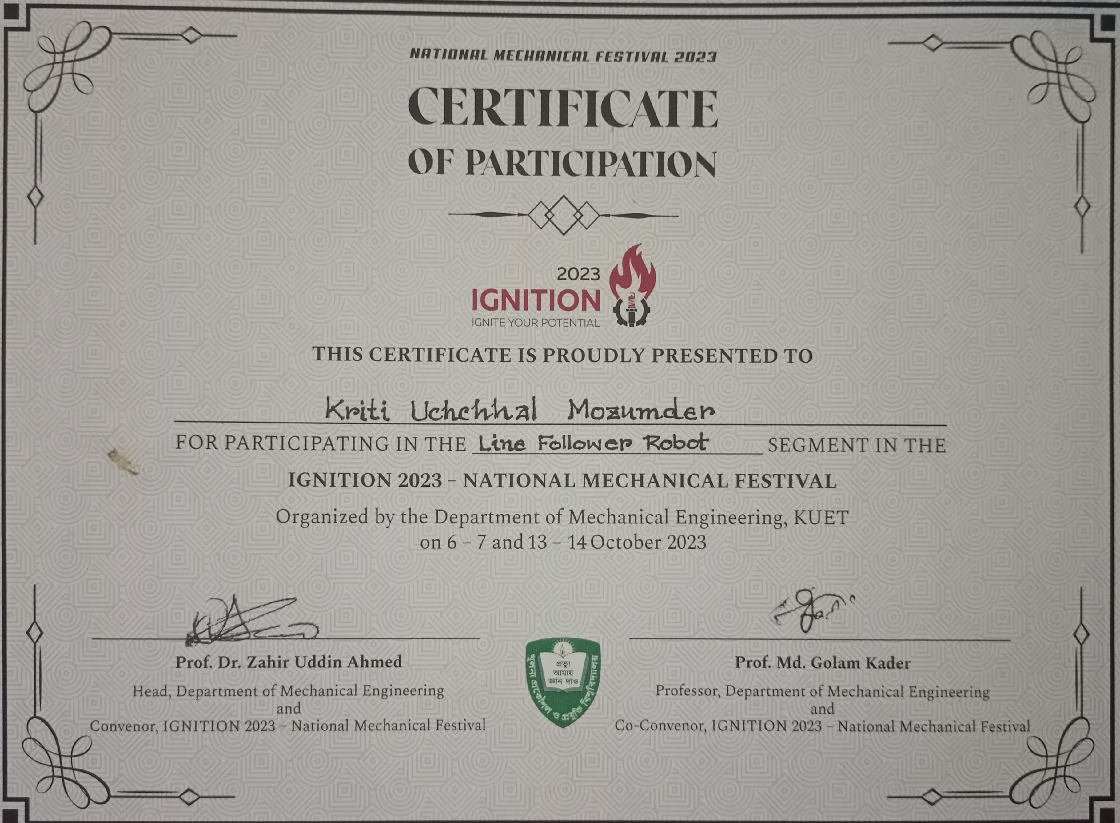 Ignition 2023 Certificate
