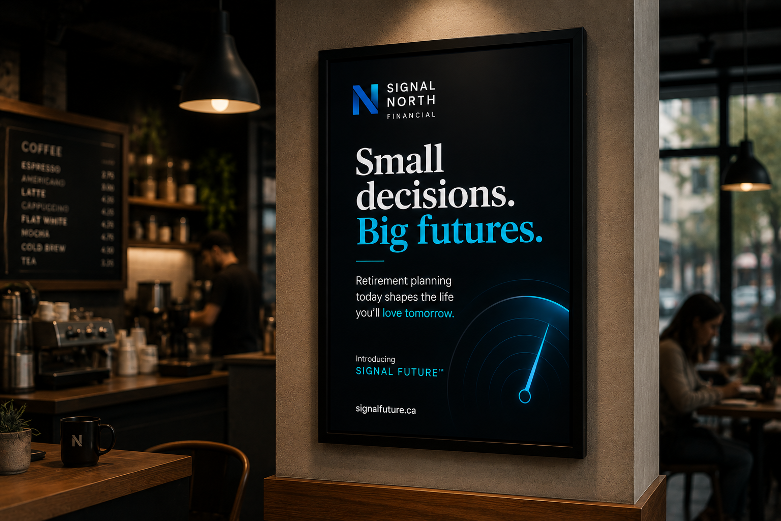 Coffee Shop Wall Display - Ambient brand reinforcement in lifestyle environments