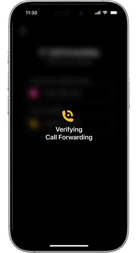 Verifying Call Forwarding screen with the Secretary Agent logo and loading state