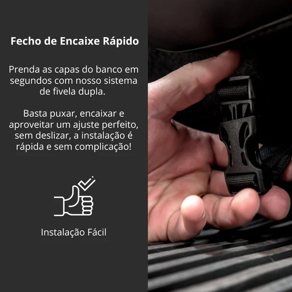 Fecho de Encaixe Rapido - Instalacao facil com sistema de fivela dupla