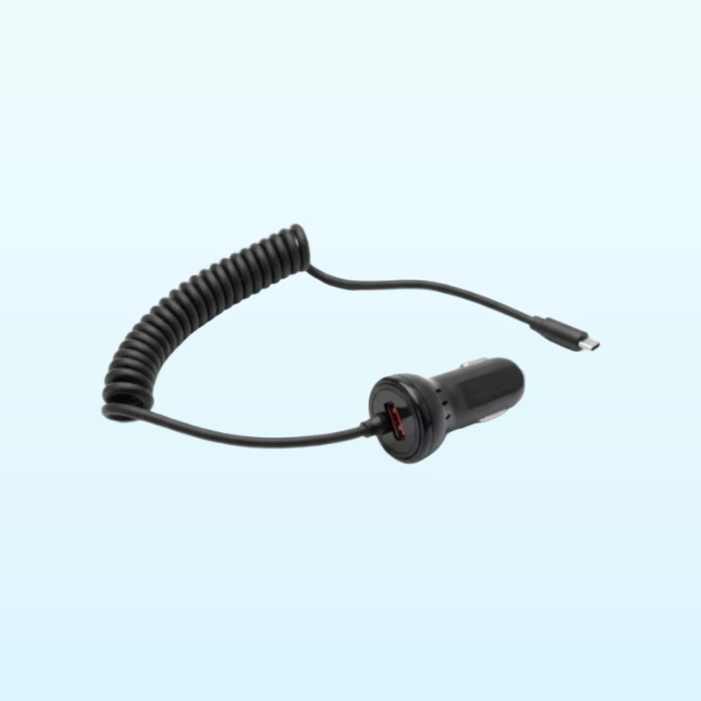 OEM 20W fast car charger with built-in Type-C cable for private label automotive accessory orders