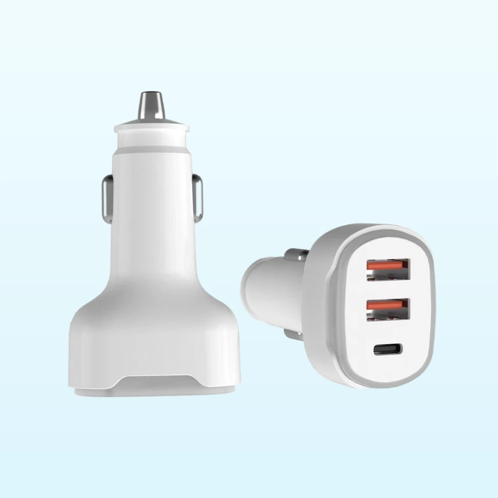 Wholesale 75W 3-Port Car Charger with USB-C and Dual USB-A LR75AAC-CAR-M02