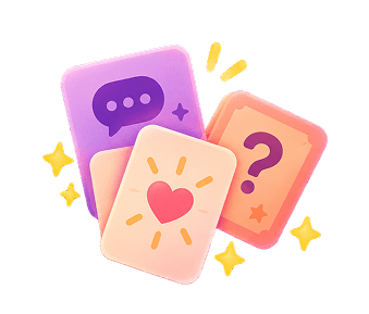 Cartas kawaii con preguntas, mensajes y un corazón