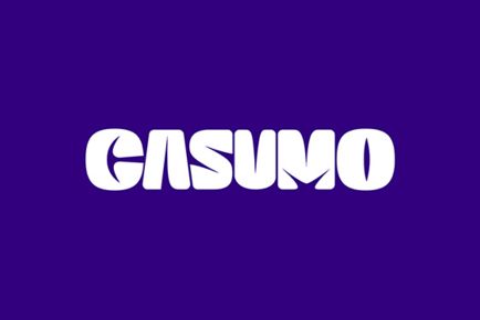 Logotipo oficial de Casumo casino con diseño colorido y mascota abstracta sobre fondo blanco