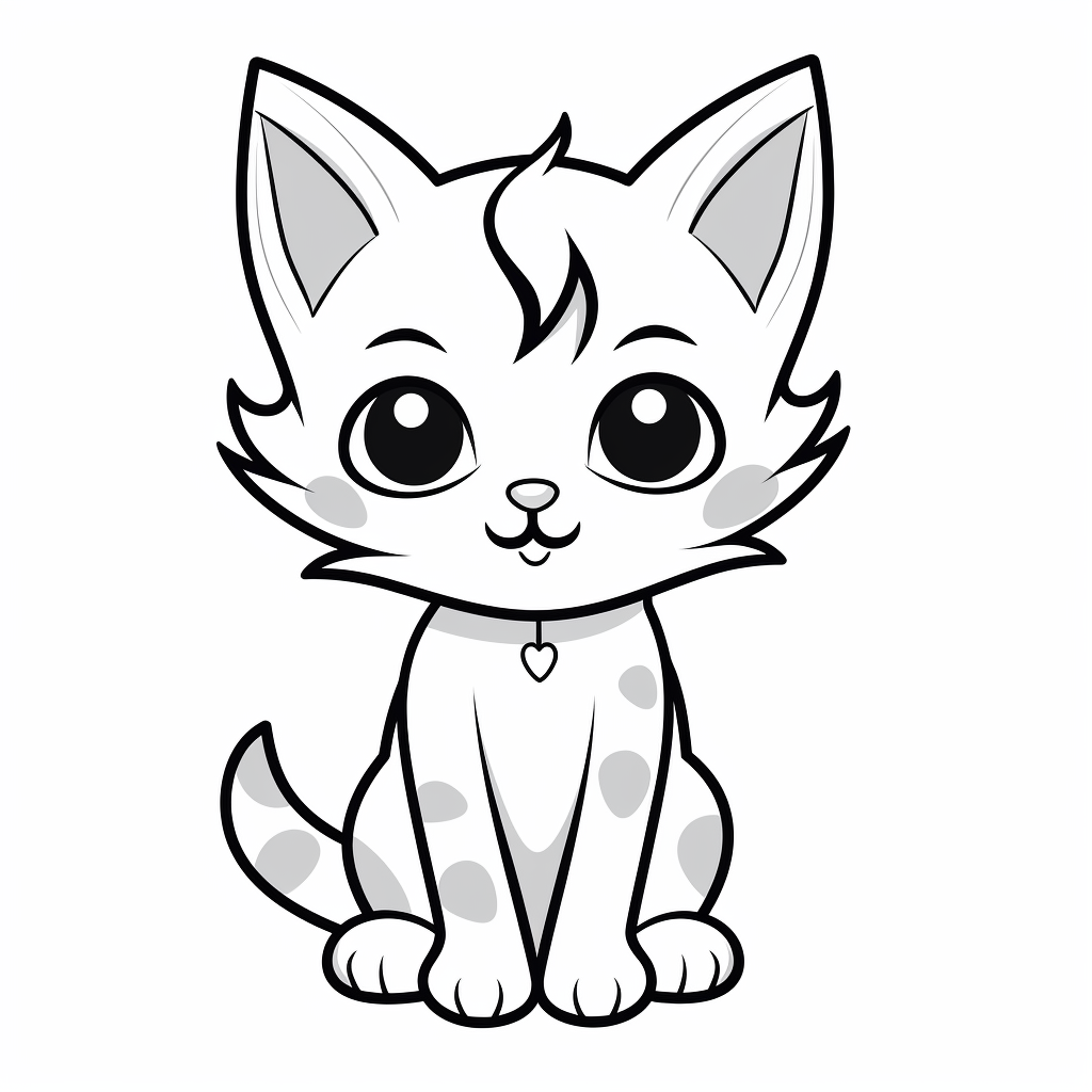 Gatinho chibi fofo para colorir