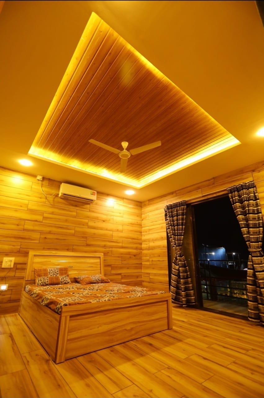 Comfortable wooden bedroom