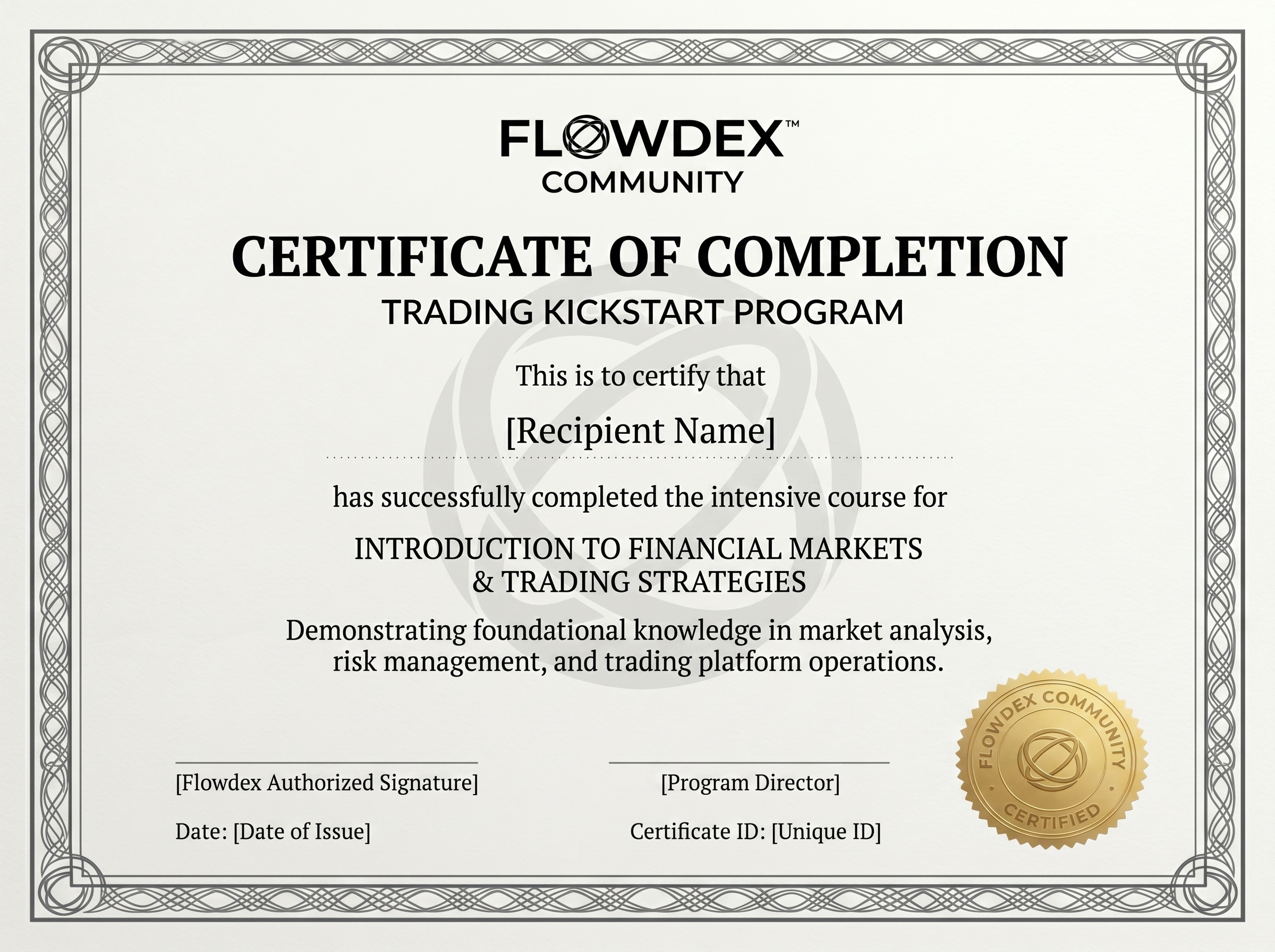 FLOWDEX Certificate of Completion