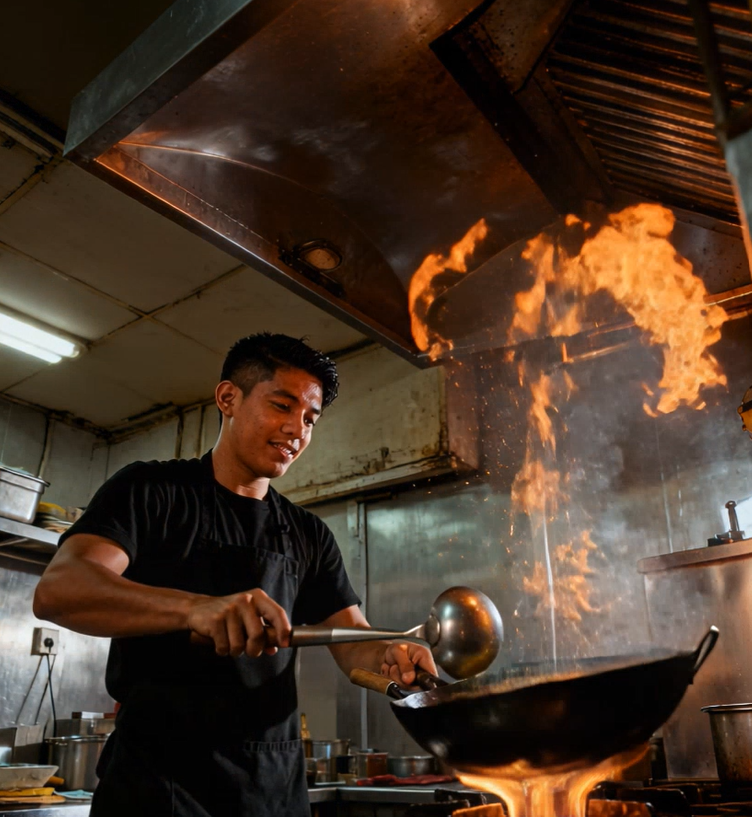 Chef cocinando en Lily's Noodles