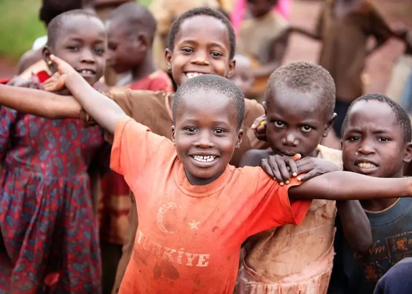 Happy children smiling together in their community