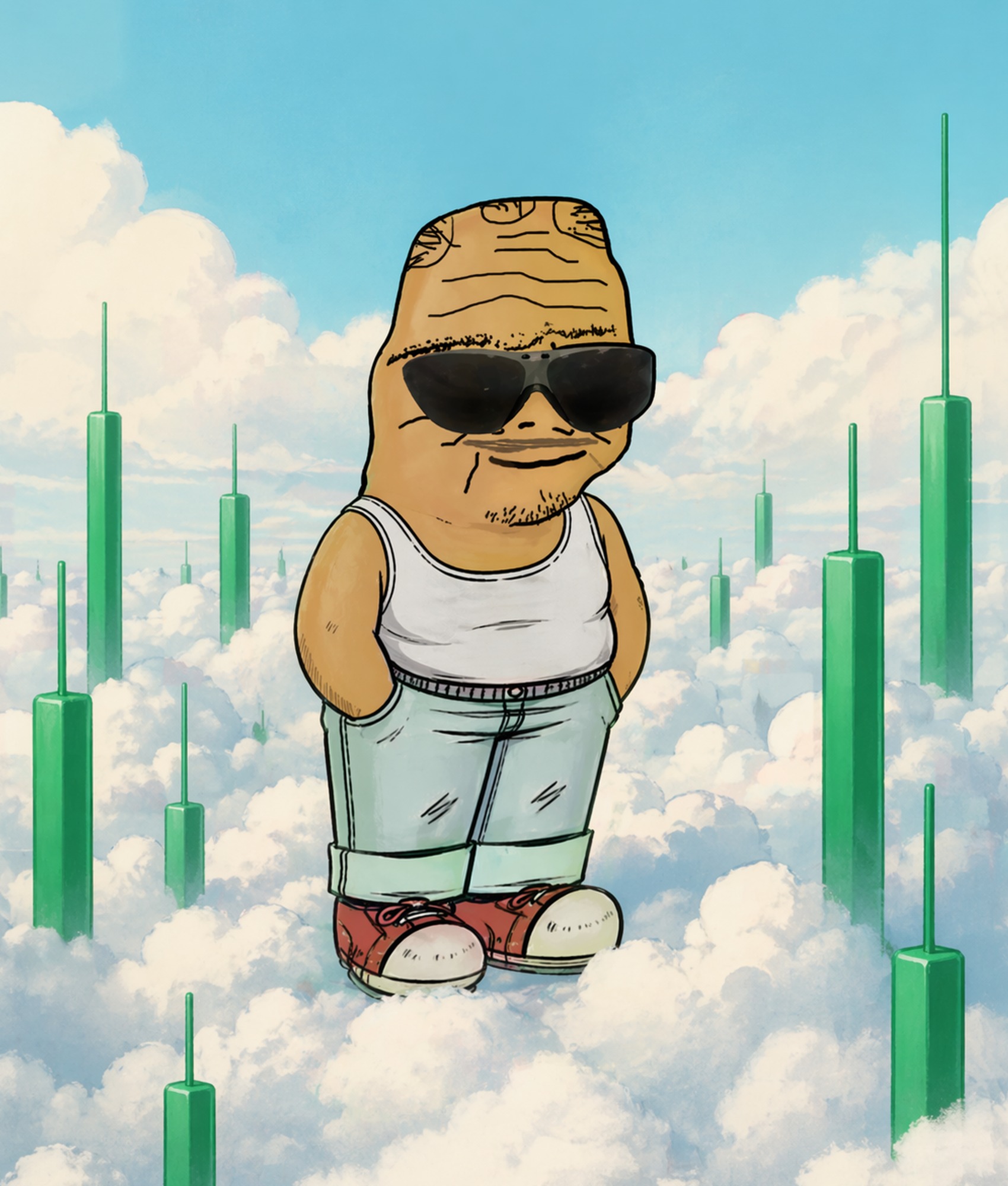 UNCGUY among green candles in the clouds