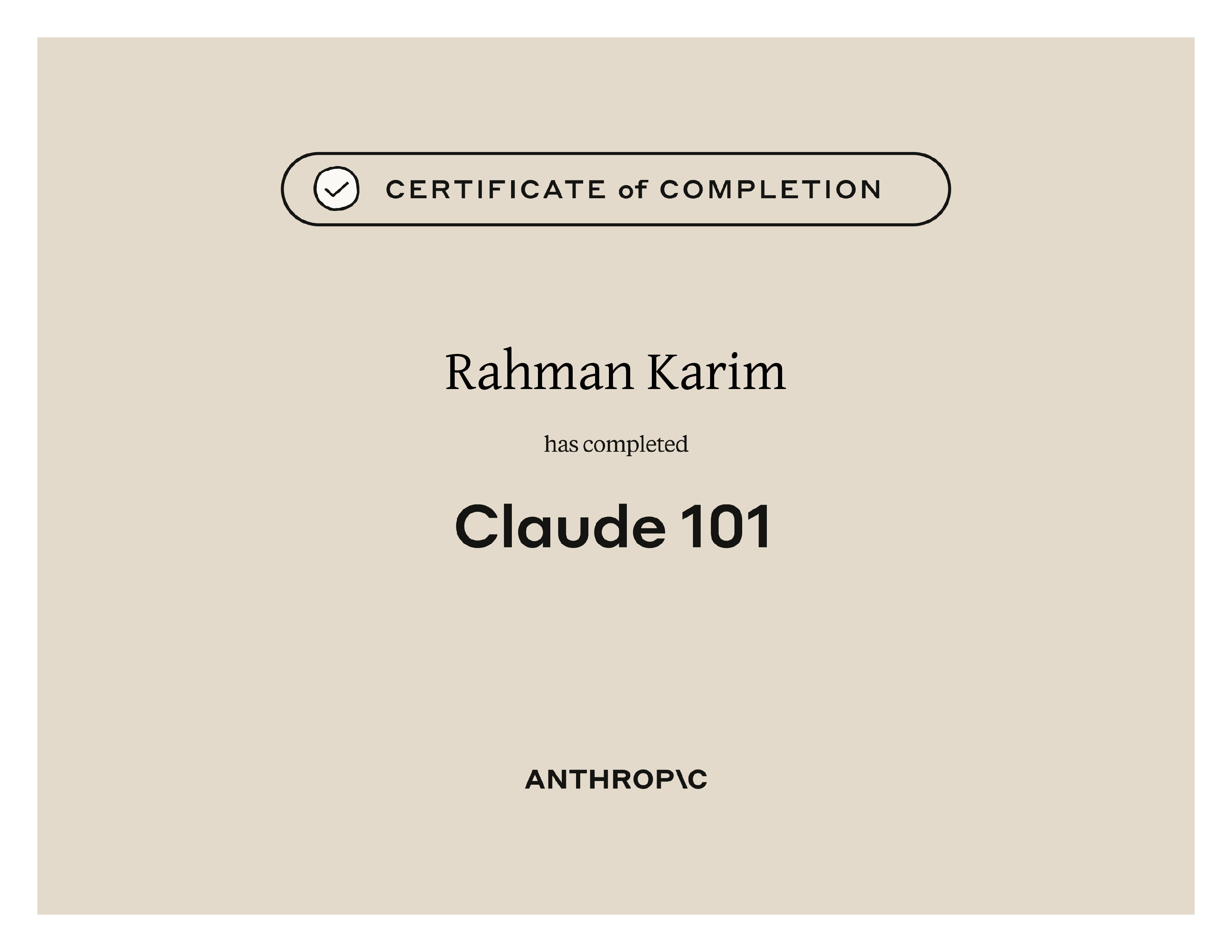 Claude 101 certificate