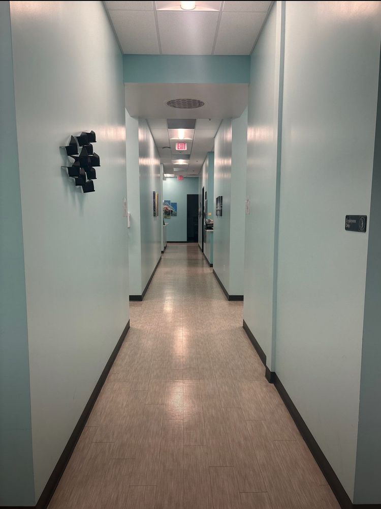 Professional medical facility hallway cleaned by Incomparable Commercial Cleaning