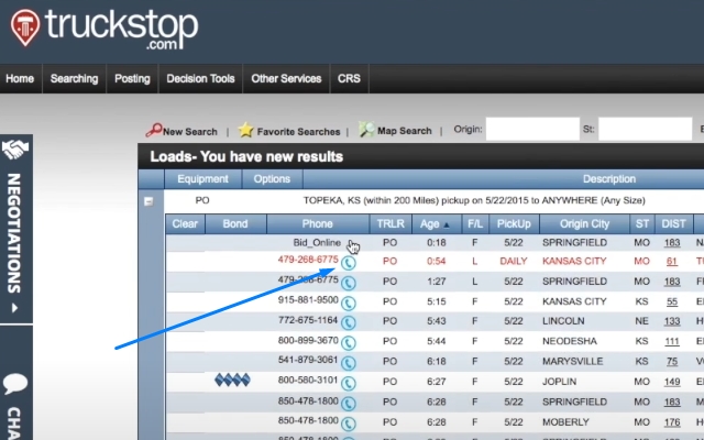 Truckstop Load Board Interface