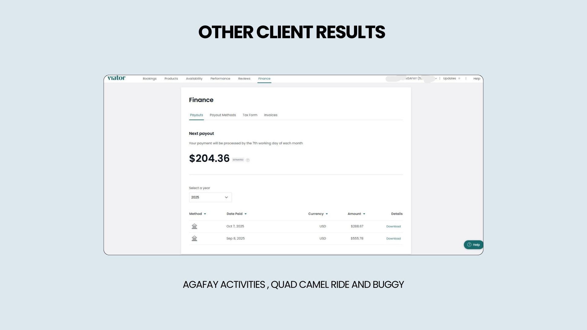 نتائج عميل أنشطة أكفاي