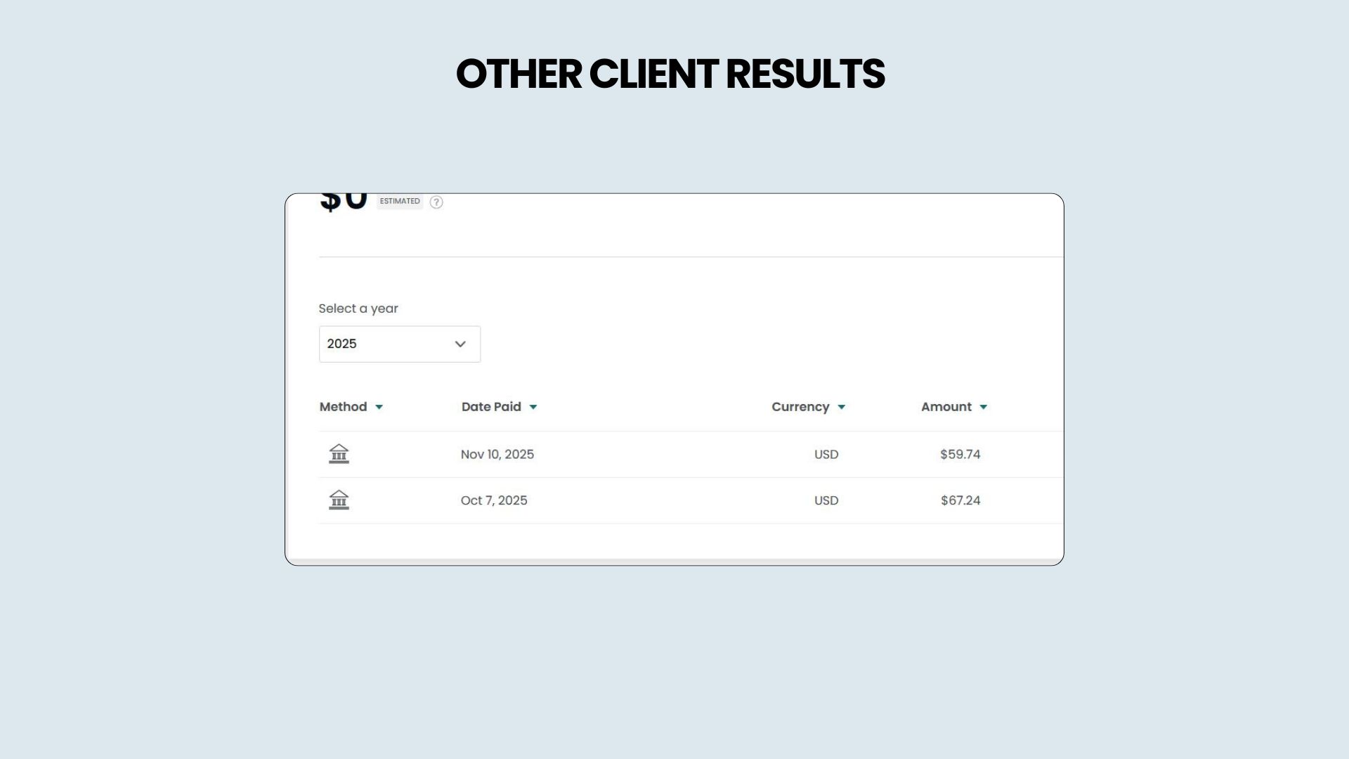 نتائج عميل جديد في البداية
