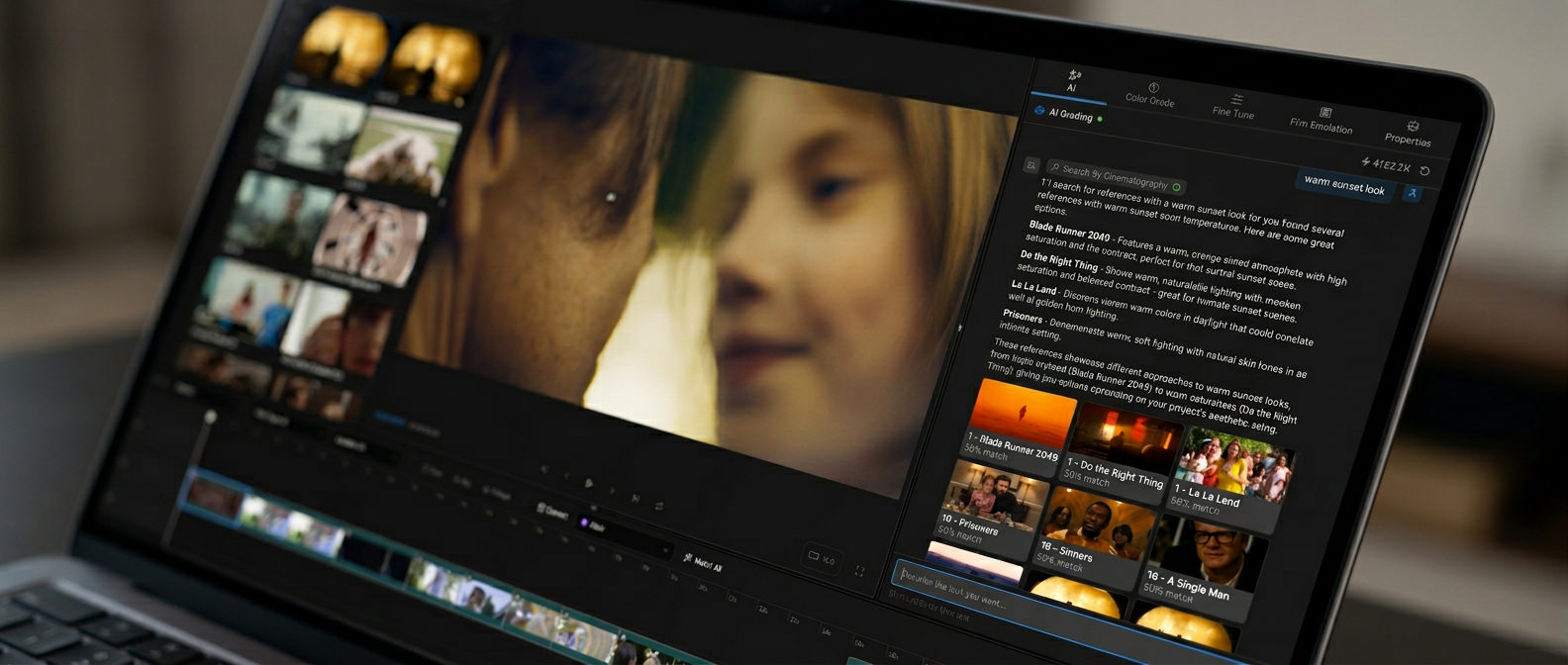 Colourlab AI 4 prompt interface showing AI-powered color grading