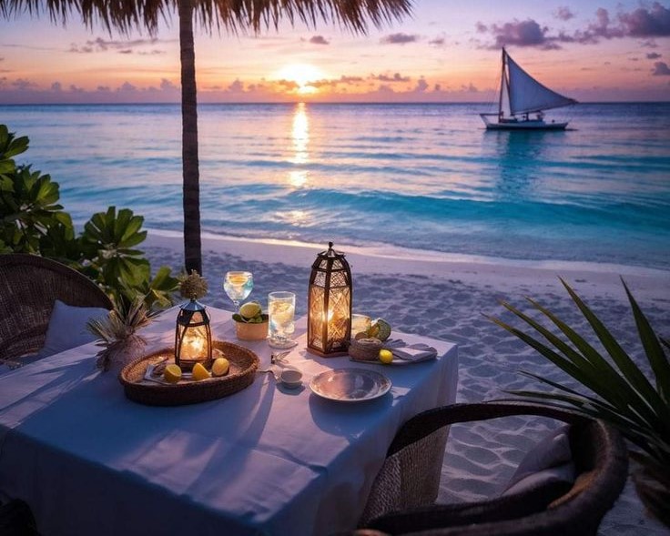 Comida Privada sobre la Playa Maldivas