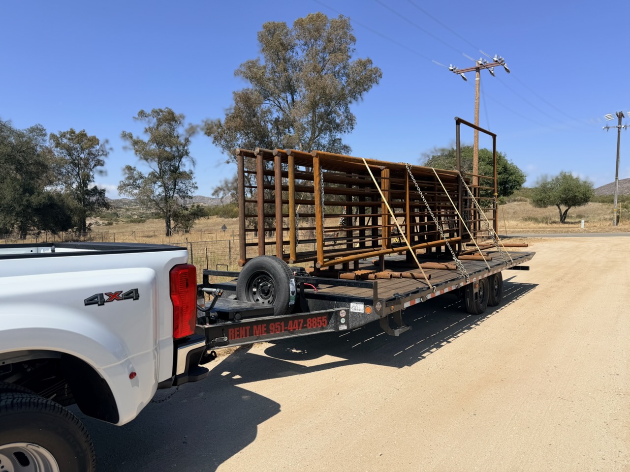 Commercial trailer loaded with equipment and materials for transport