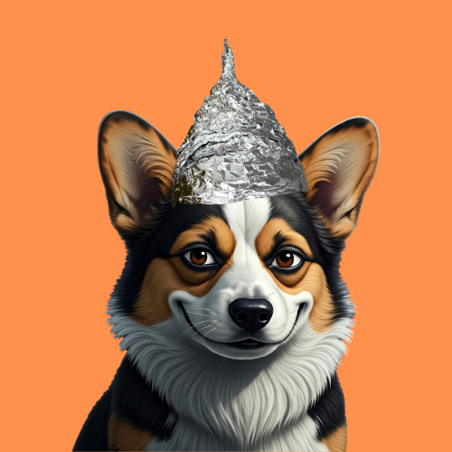 Conspiracy Corgi Logo - A Corgi wearing a tin foil hat