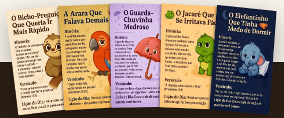 Amostra das historias e parabolas ilustradas do Alicerce Kids