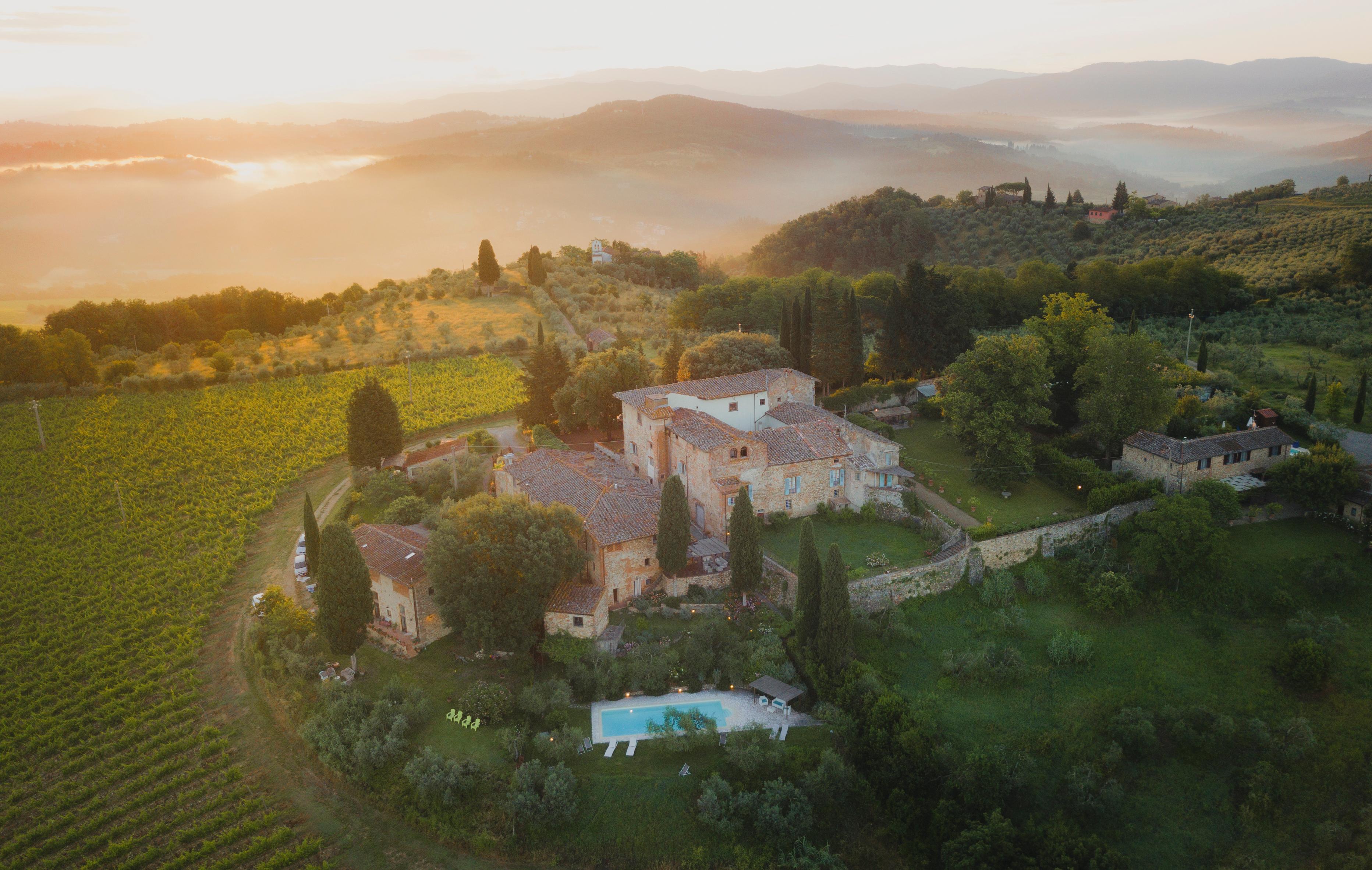 Casavecchia Villas aerial view at sunrise