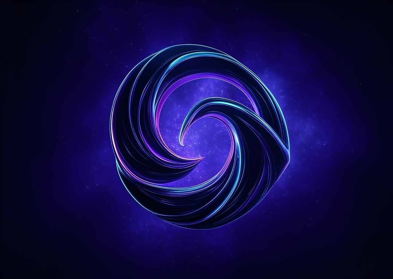 Cryptix AI Logo - Spiral vortex in neon blue and purple