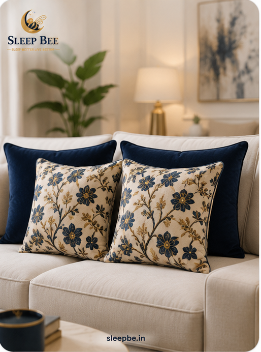 Floral jacquard cushion set for sofa and bed in Bangalore — Sleep Bee