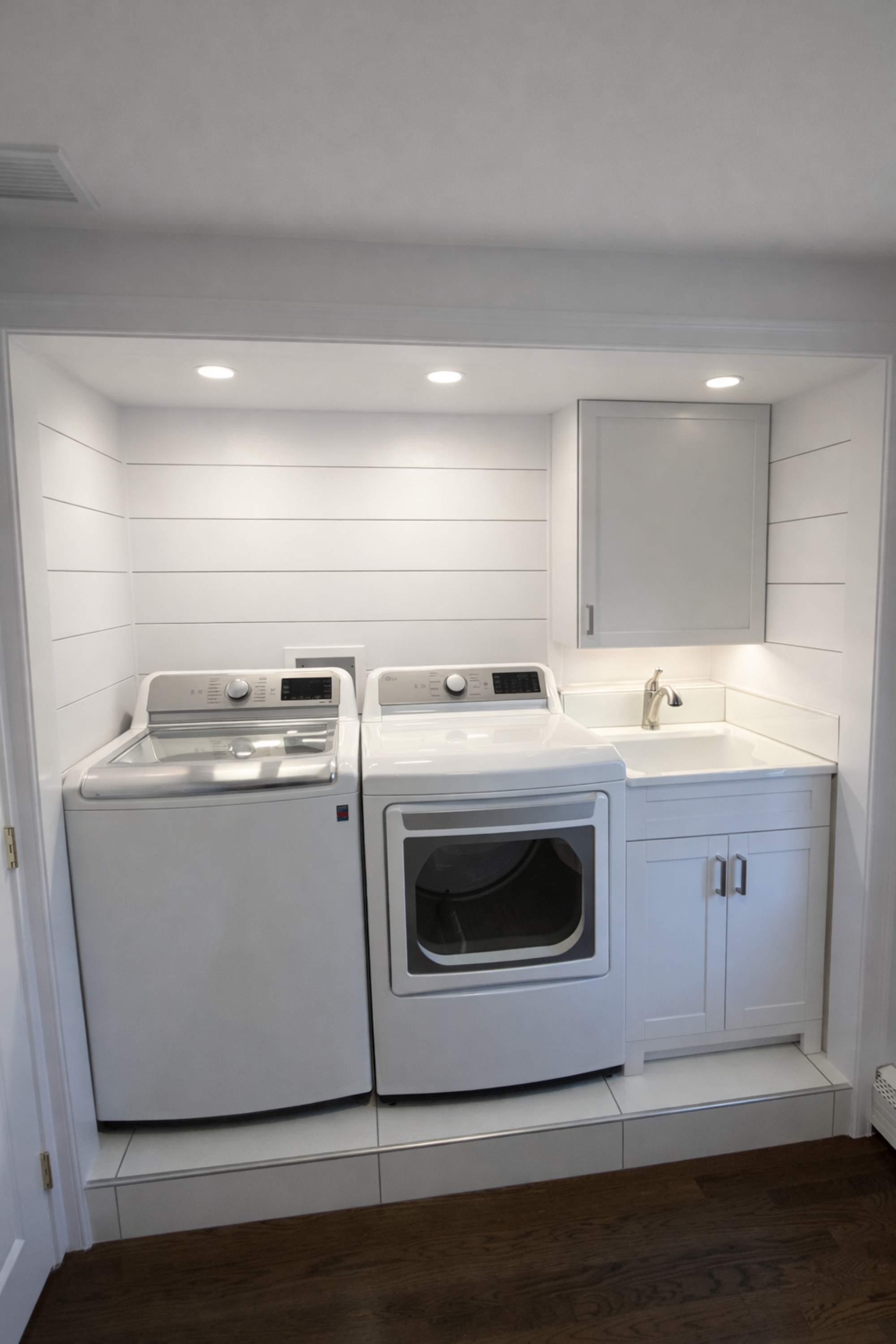 Clean trim work in a laundry area