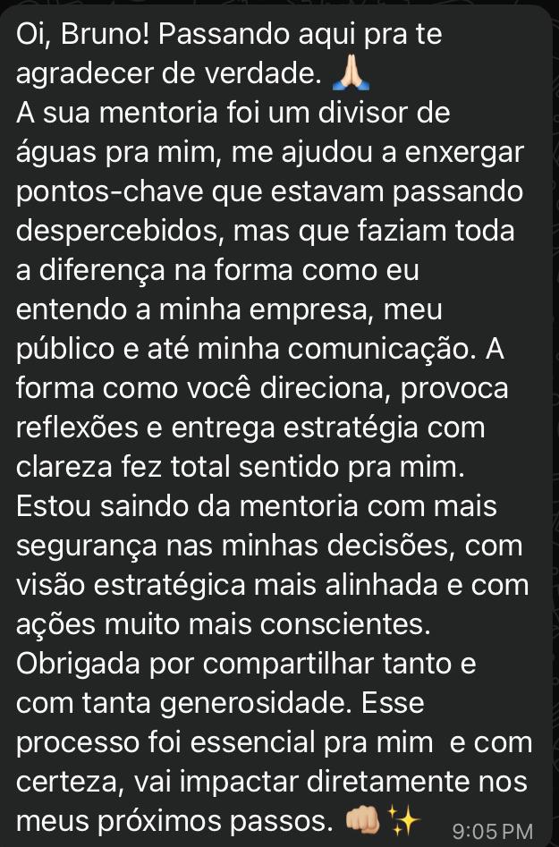 Captura de tela de depoimento via mensagem