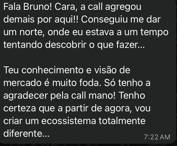 Captura de tela de depoimento via mensagem
