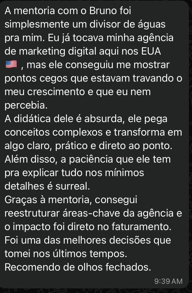 Captura de tela de depoimento via mensagem