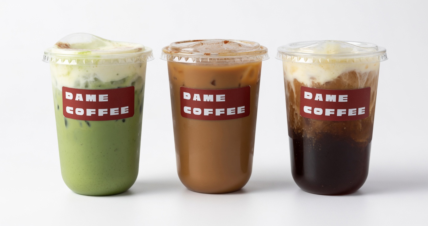 Three signature Dame Coffee drinks