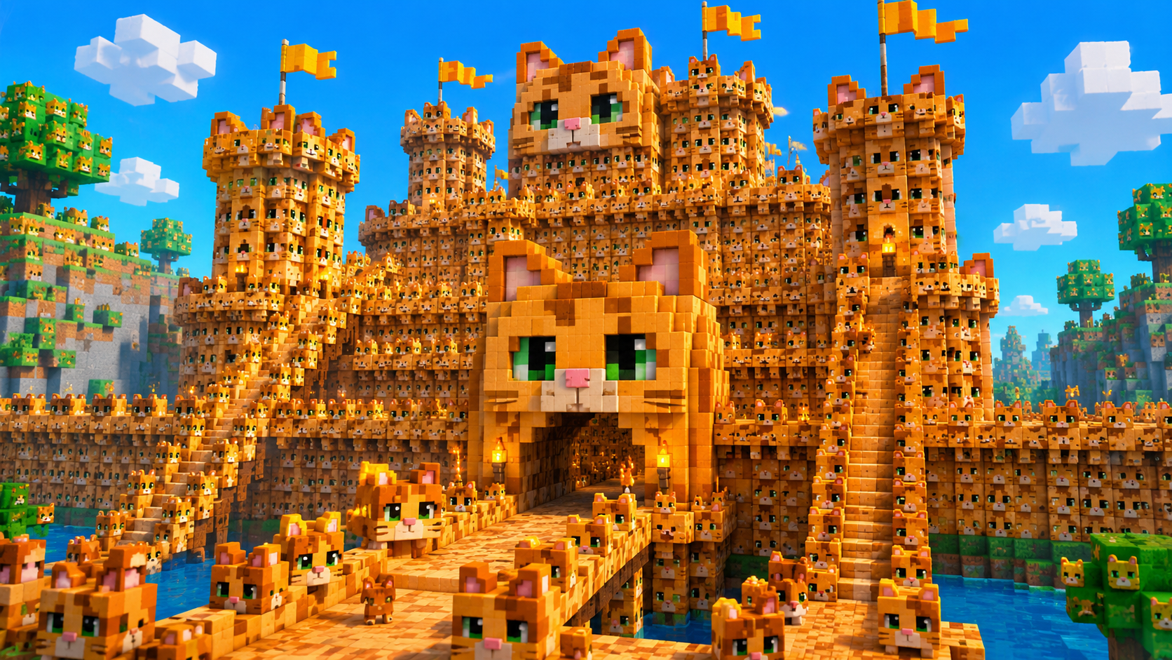 Cat Block Fortress - Every Visible Block Is a Cat