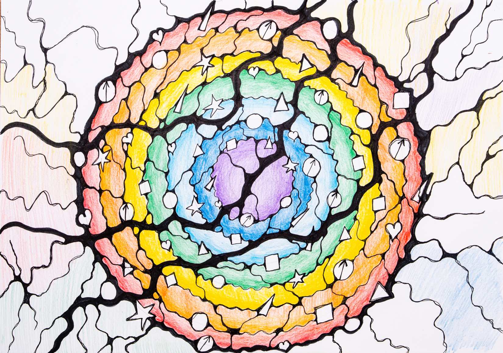 Neurographics spiral rainbow artwork