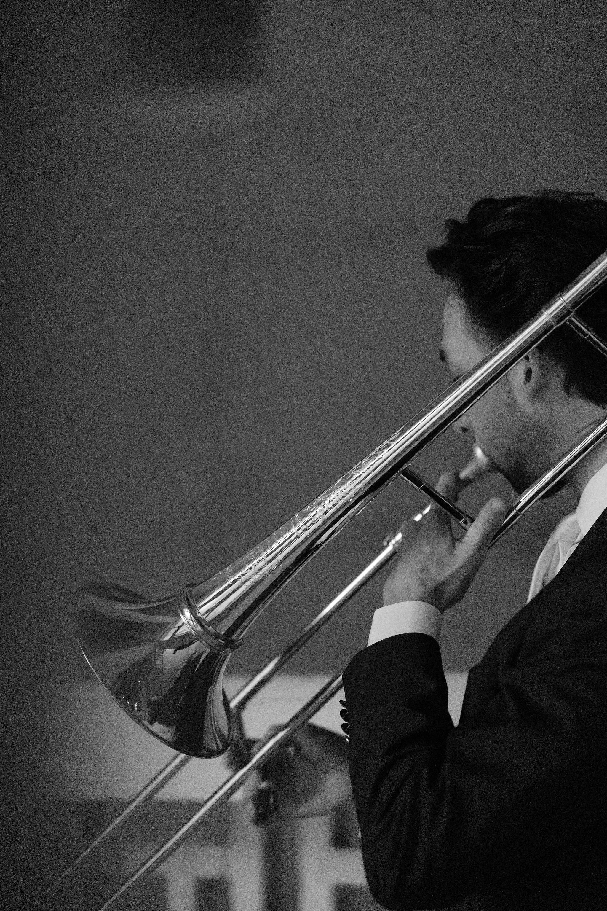 Wes Rubim playing trombone