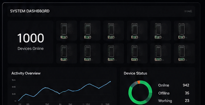Sikrid system dashboard showing 1000 devices online with real-time monitoring