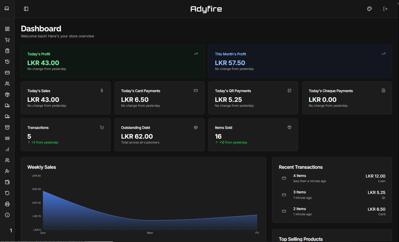 POS Adyfire Dashboard