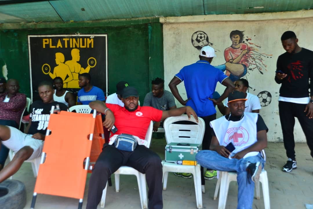 Players waiting area with first aid equipment ready