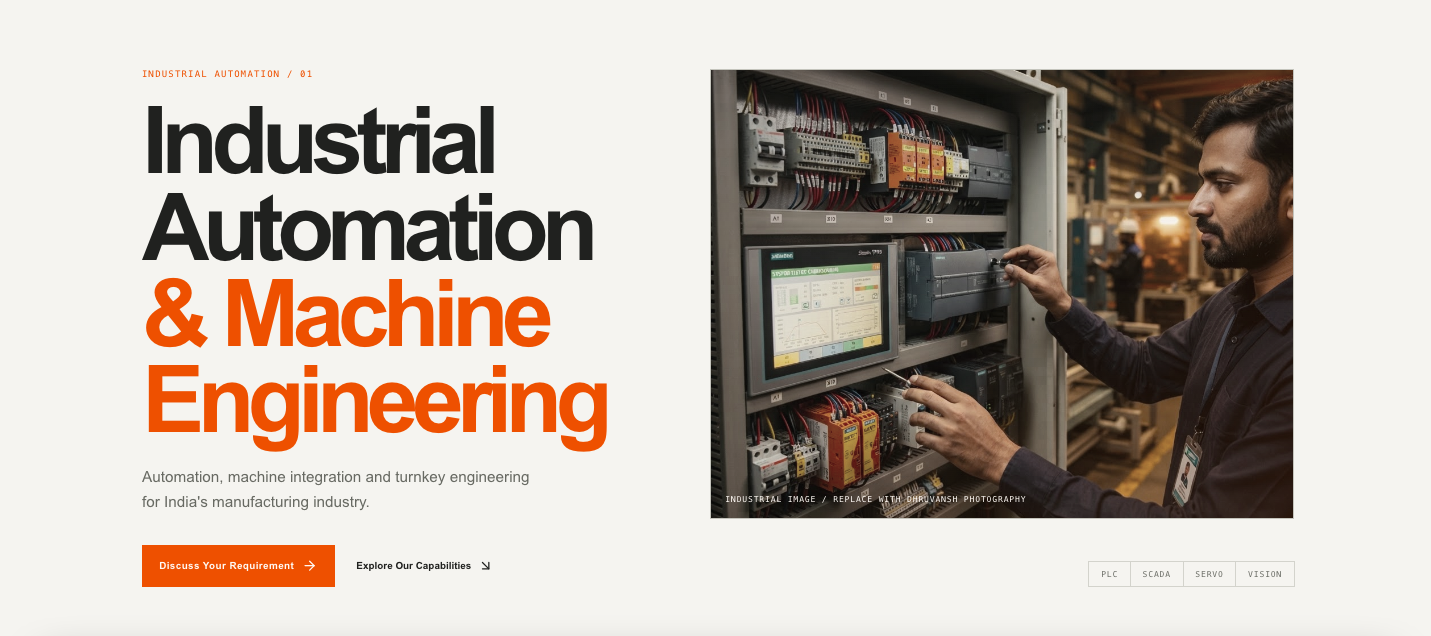 Dhruvansh industrial automation and machine engineering homepage hero