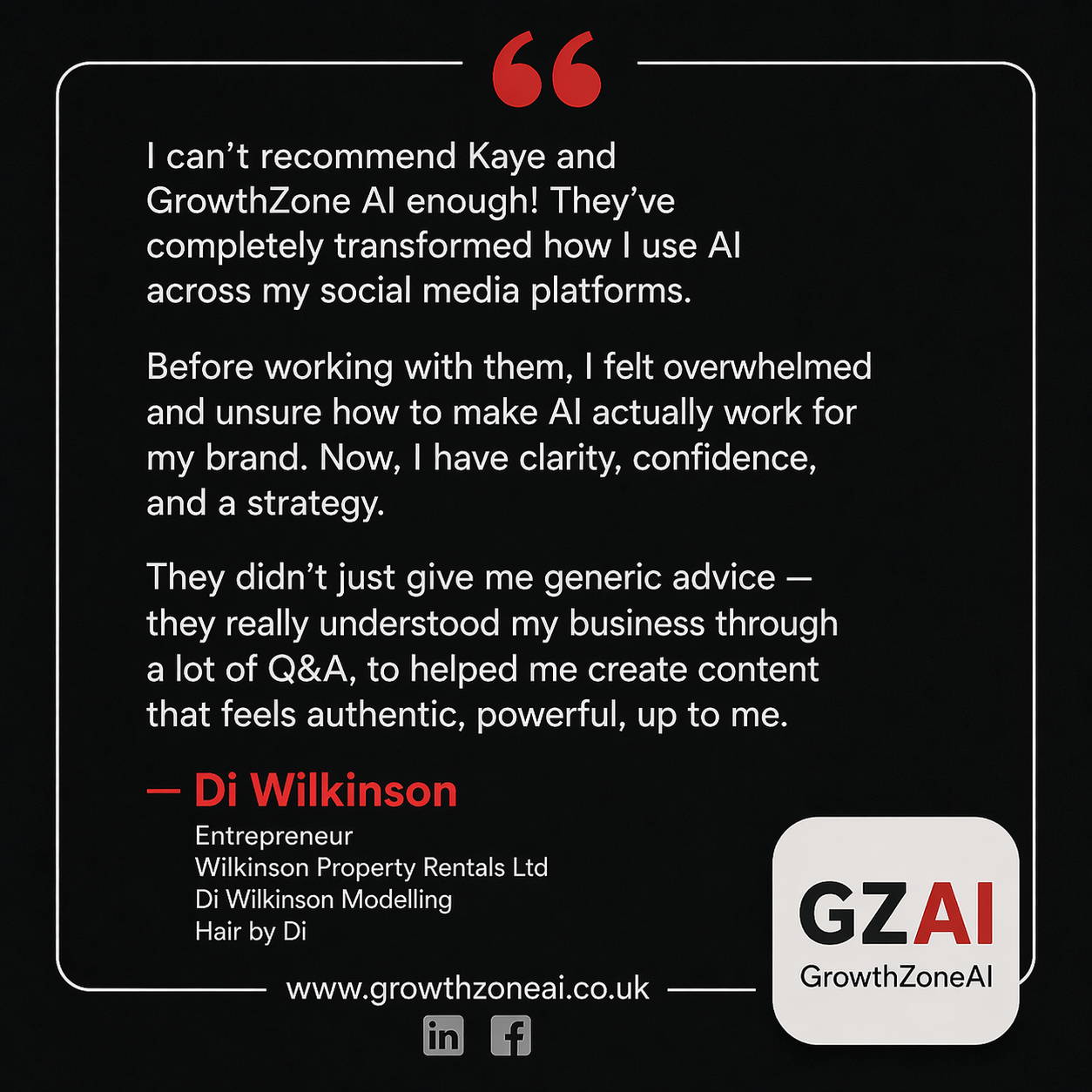 Testimonial from Di Wilkinson for GrowthZone AI