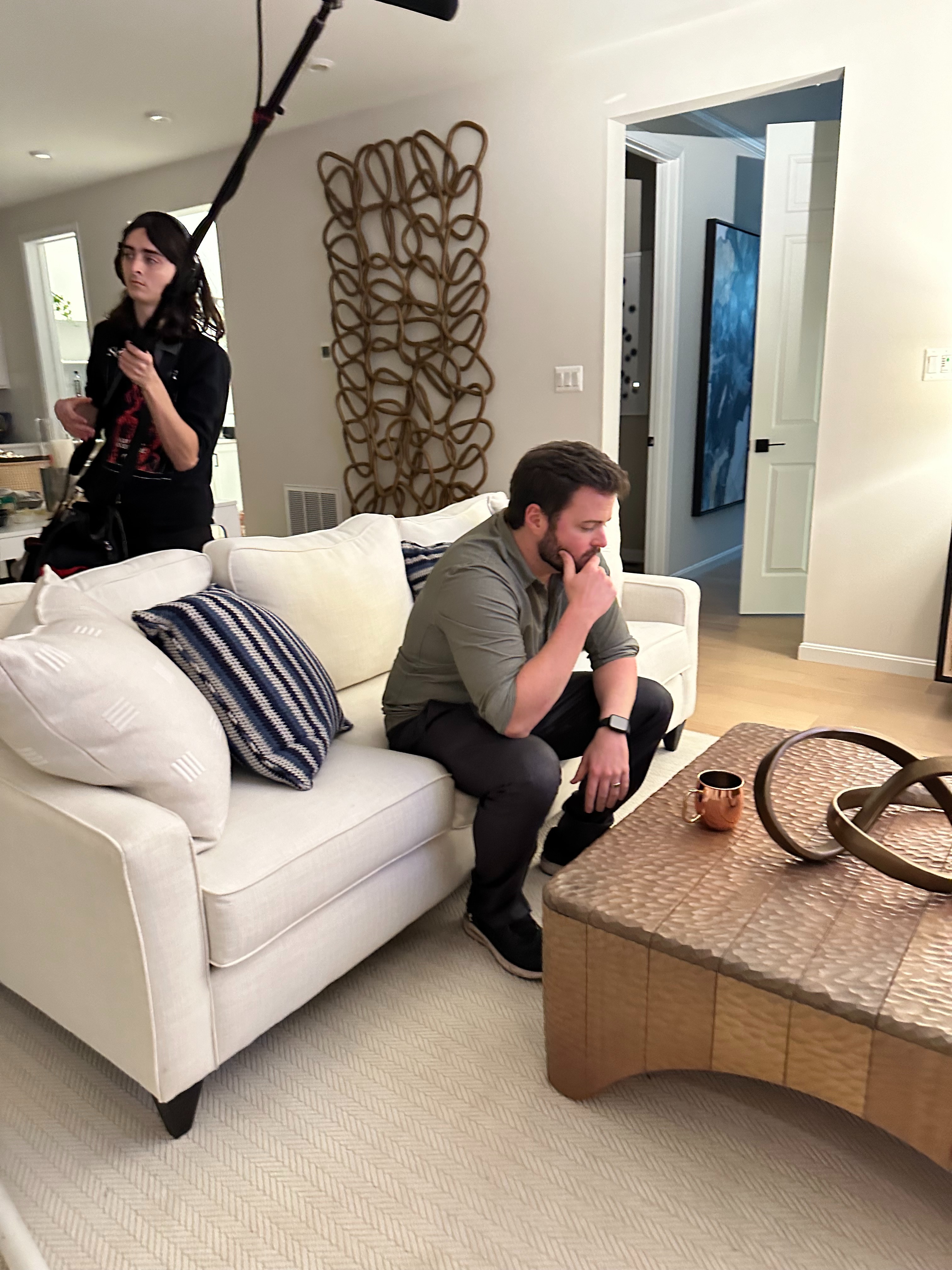 Director Brad Bingham on set with boom operator