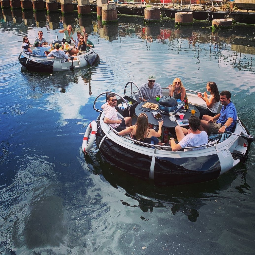 Donut boats on the water