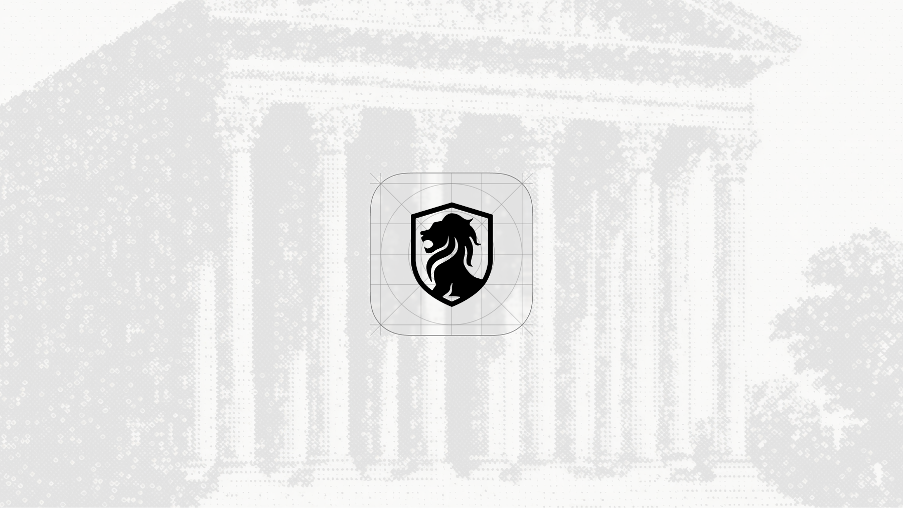 Temple app icon with construction grid