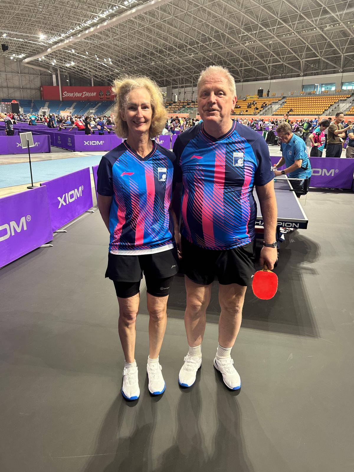 Stefan Sigfridsson and Christine Knapp at the ITTF World Masters in Gangneung